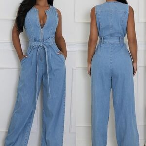 Women's Light Blue Denim Jumpsuit
